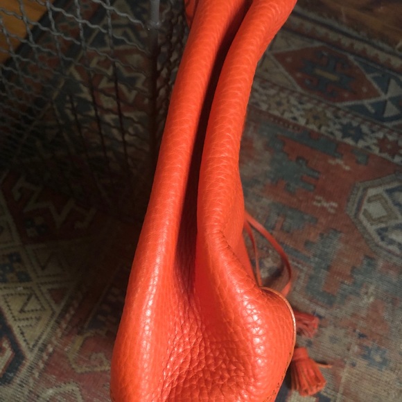 Cole Haan-Orange Pebble Leather Satchel-Hobo Bag - Picture 5 of 8